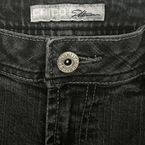 Chicos Platinum Jeans 1.5 10 short Black Mid Rise Straight Denim Light wash - Picture 4 of 8